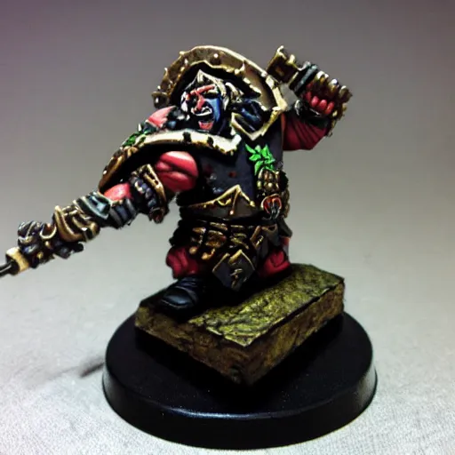 Image similar to chaos dwarf smith from warhammer fantasy : : head and torso oil painting