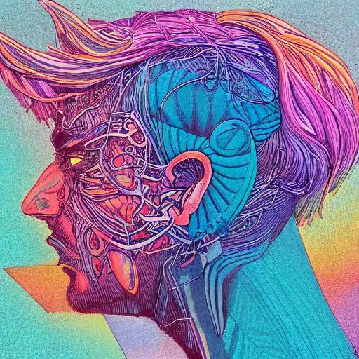 Prompt: the head of a beautiful handsome rainbow man, an ultrafine detailed illustration by james jean, final fantasy, intricate linework, bright colors, behance contest winner, vanitas, angular, altermodern, unreal engine 5 highly rendered, global illumination, radiant light, detailed and intricate environment