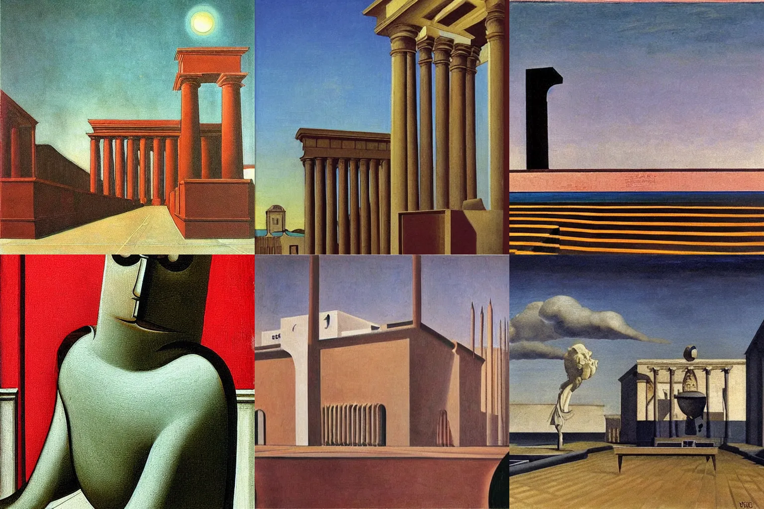 Image similar to painting by de chirico