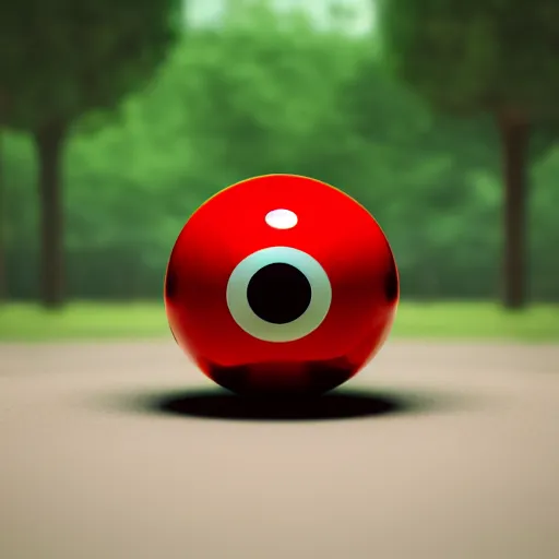 Image similar to a photography of a pokeball ( ( ( pokeball ) ) ), octane render, beautiful natural background, 8 k, pokemon, cinematic lighting