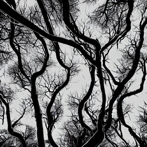 Image similar to surface of an alien planet with twisted trees t