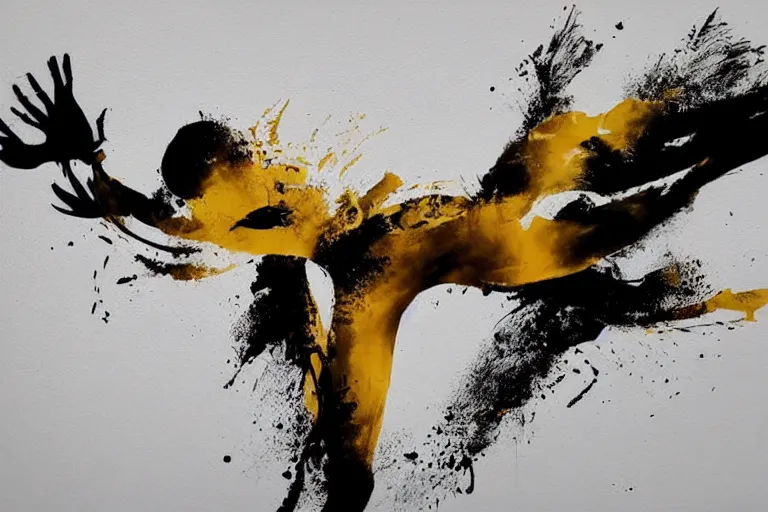 Image similar to beautiful serene volleyball player, healing through motion, life, minimalistic golden and ink airbrush painting on white background, smooth, pristine