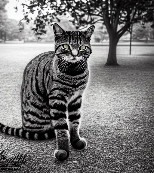 Image similar to award winning 5 5 mm portrait photo of an admiral cat in full military outfit and aviators, in a park by luis royo. soft light. sony a 7 r iv