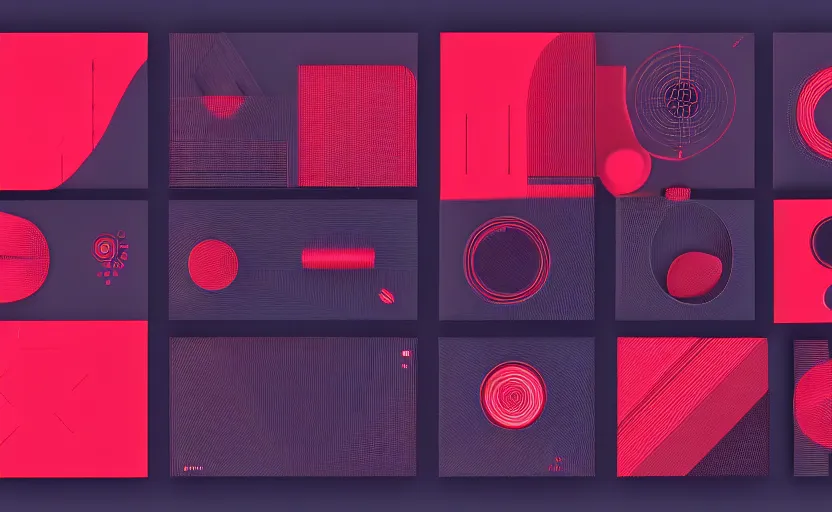 Image similar to futuristic ui, red tones, black tones, white tones, lines and shapes, 3d render