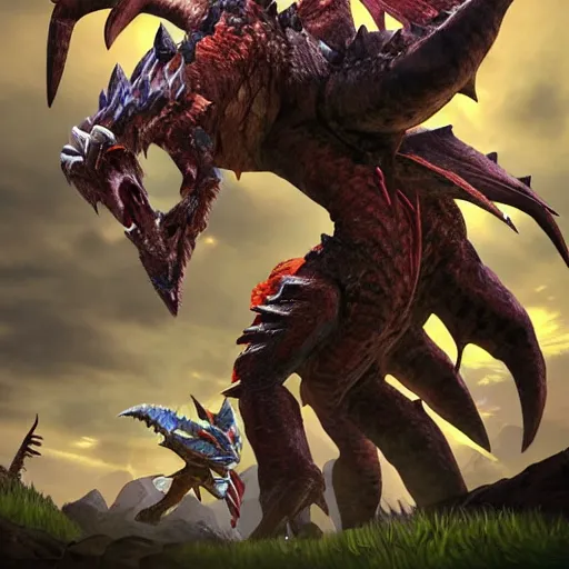 Image similar to monster from monster hunter rise, art