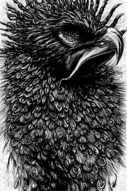 Image similar to raven monster, highly detailed, digital art, sharp focus, trending on art station, kentaro miura manga art style