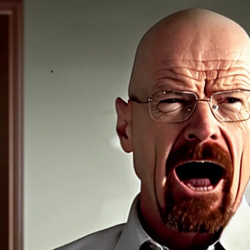 Image similar to walter white angrily screaming at a baby