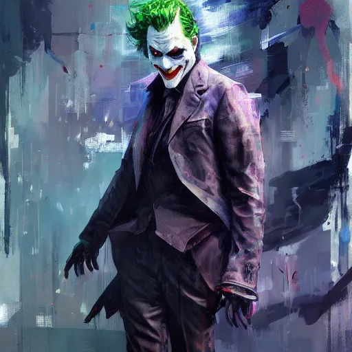 Image similar to Joker, full body, paint by Wadim Kashin