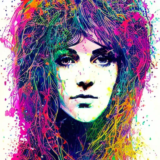 Image similar to a beautiful painting, portrait of ramona flowers by carne griffiths