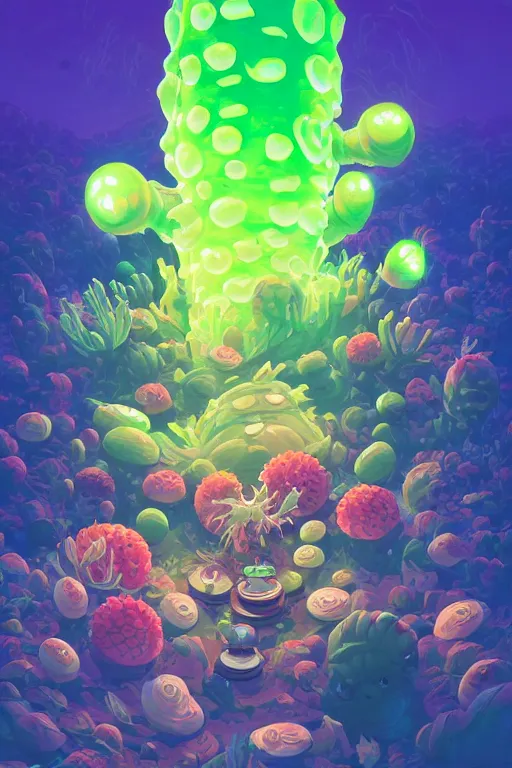 Image similar to roots cactus sushi cristal smurf ghost creature animal sushi cristal very big eye roots cactus elemental flush of force nature micro world fluo fishscale, behance hd by jesper ejsing, by rhads, makoto shinkai and lois van baarle, ilya kuvshinov, rossdraws radiating a glowing aura global illumination ray tracing hdr