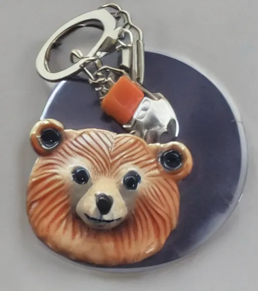 Image similar to keychain of a realistic bear and a salmon