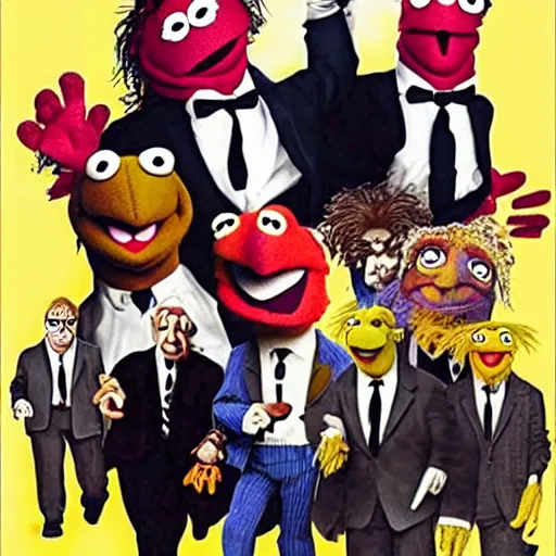 Image similar to muppets in the film reservoir dogs