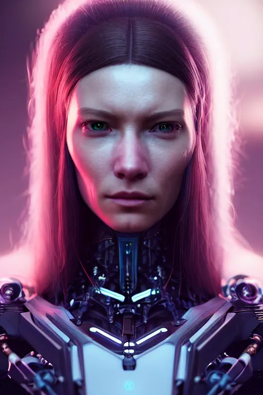 Image similar to a portrait of a beautiful 28th century super cool post-human female with long hair, barely human and largely biomechanical cyberpunk, hyper-realistic, very detailed unreal engine, by Artgerm, WLOP and Ross Thran, dramatic cinematic lighting rendered by octane, 8k, detailed, trending on artstation, deviantart google images, pinterest