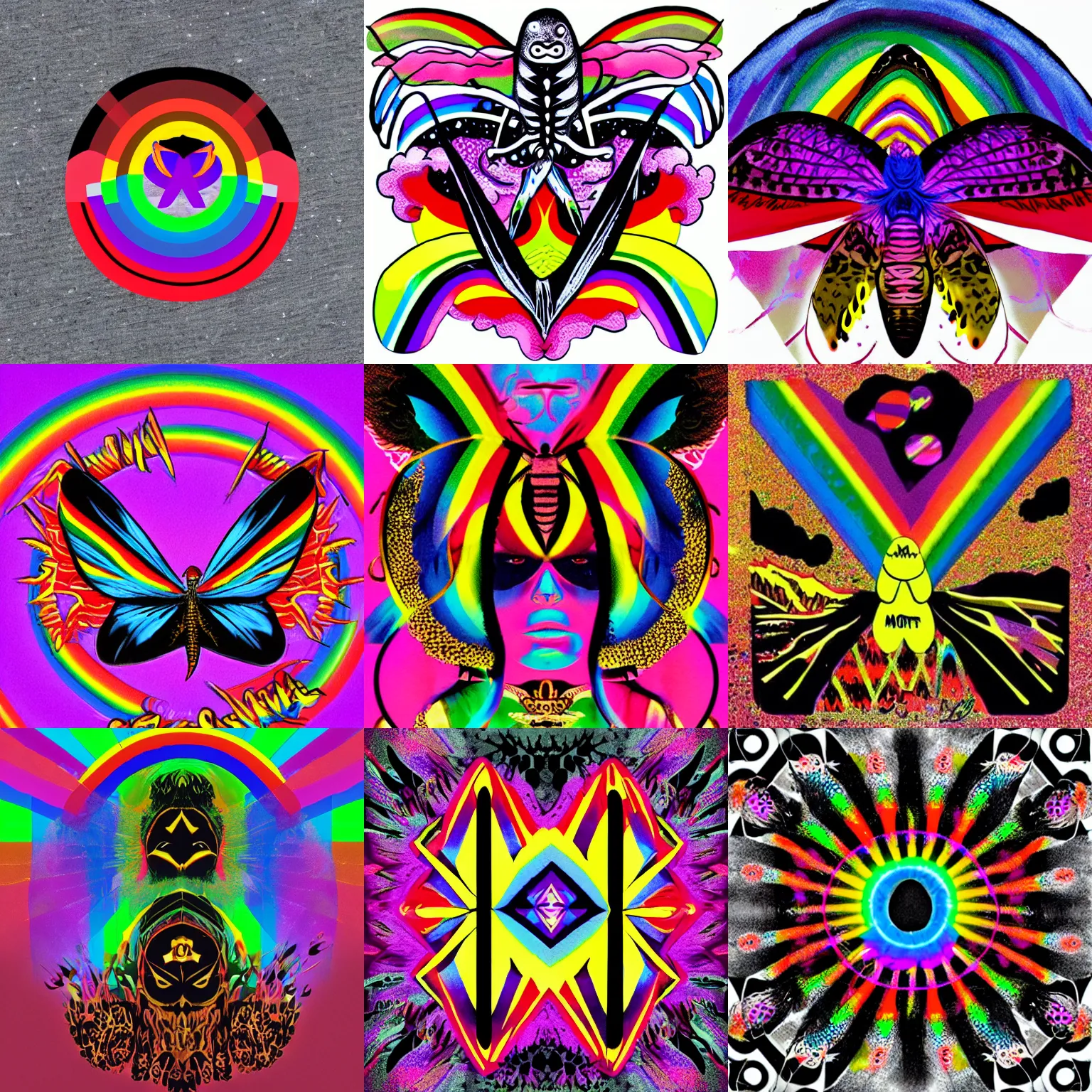 Prompt: black moth super rainbow