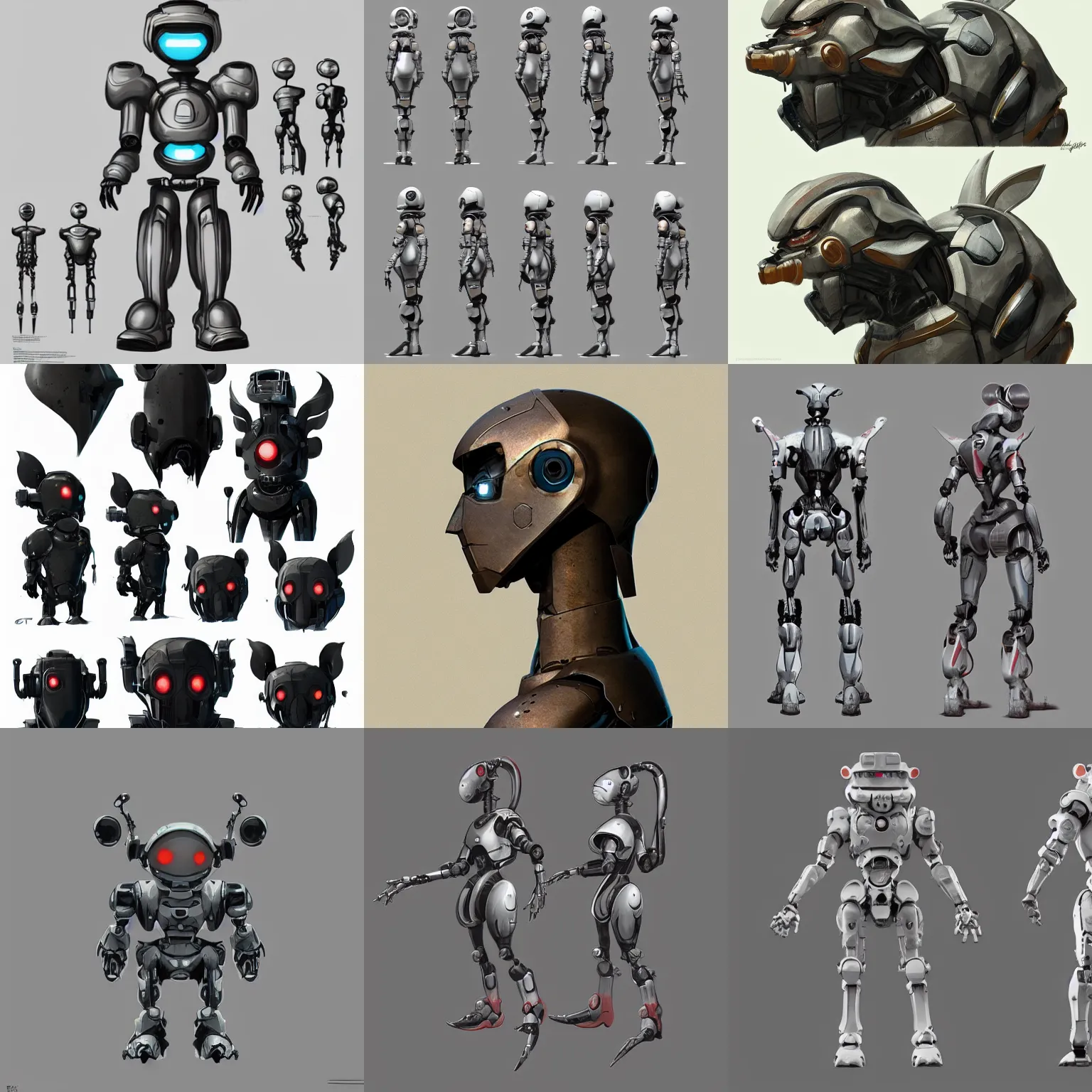 Prompt: sideview frontview cute robots with long ears and big feet ,very high resolution sharp 8k detailed realistic concept art render model sheet design on artstation by greg rutkowski