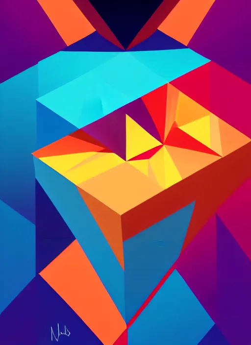 Image similar to symmetry!! vector poster art of abstract cube, centered, solid bacgkround, median photoshop filter vector behance, hd by artgerm, jesper ejsing, by rhads, makoto shinkai and lois van baarle, ilya kuvshinov, rossdraws, illustration, art by ilya kuvshinov and gustav klimt