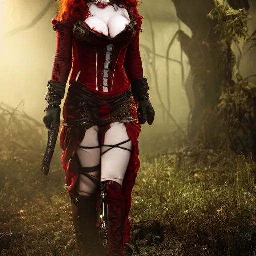Prompt: full body photo of christina hendricks as a vampire warrior, highly detailed, 4k, HDR, award winning,