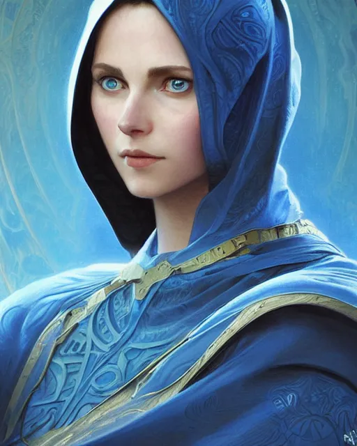 Image similar to portrait of saint alia atreides of the knife, big blue fully blue eyes, science fiction, frank herbert, intricate, elegant, highly detailed, digital painting, artstation, concept art, sharp focus, illustration, art by artgerm and greg rutkowski and alphonse mucha