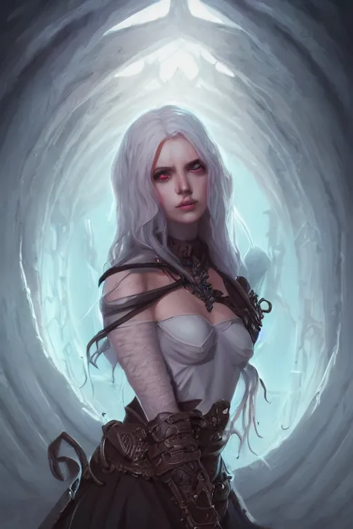 Image similar to beautiful necromancer girl, d & d, fantasy, portrait, highly detailed, headshot, digital painting, trending on artstation, concept art, sharp focus, illustration, art by artgerm and greg rutkowski and magali villeneuve