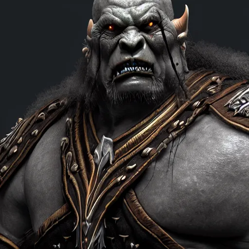 Image similar to full shot orc character by diablo, lord of the rings, final fantasy, warcraft, diablo, dark fantasy, moody, highly detailed, centered, artstation, smooth, sharp focus, octane render, maya render