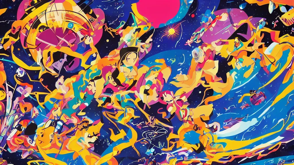 Image similar to poster art by Tomokazu Matsuyama, featured on pixiv, space art, 2d game art, cosmic horror, official art