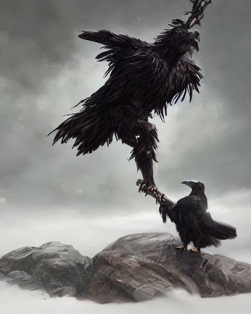 Prompt: oil painting of a Anthropomorphized bear shaman transforming into a raven, sharp focus, heroic pose, fantasy style, octane render, volumetric lighting, 8k high definition, by greg rutkowski, highly detailed, trending on art Station, magic the gathering artwork, Woodland background, centered