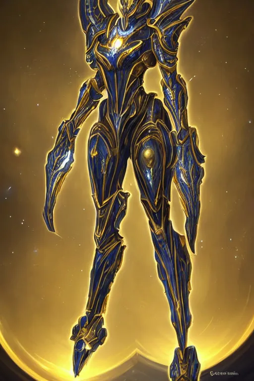 Image similar to intricate high detail elegant beautiful stunning quality cosmic huge goddess giantess hot female warframe anthro mecha female dragon, gold body, sleek metal ears, sleek eyes, smooth blue skin, sleek gold armor, bigger than galaxy, epic proportions, epic scale, epic size, warframe destiny art, furry, dragon art, goddess, giantess, furaffinity, octane