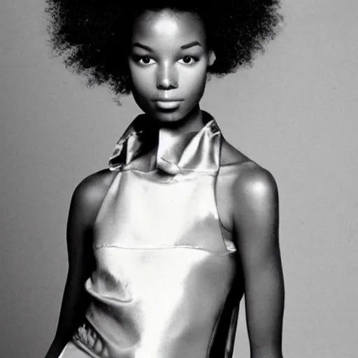 Image similar to aesthetic photo of a beautiful 1 9 8 7 black young female model, trending on pinterest