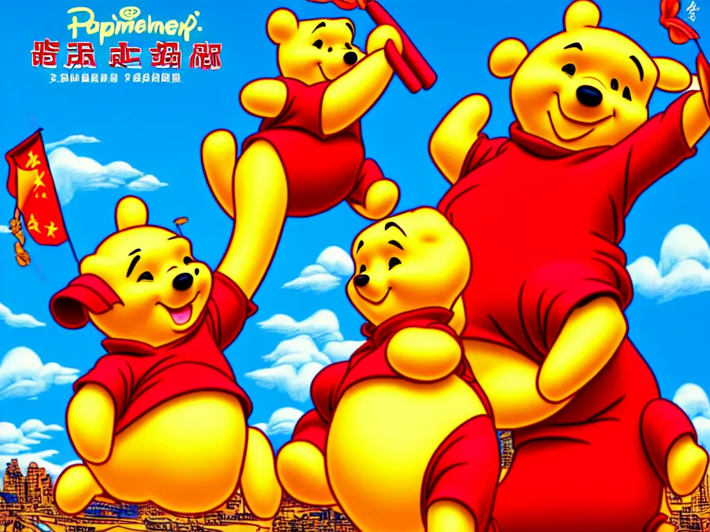 Image similar to xi jinping winnie the pooh in the style of china communist propaganda poster art in the year 1 9 8 7 ultra realistic, concept art, intricate details, highly detailed, photorealistic, octane render, 8 k, unreal engine. art by artgerm and magali villeneuve