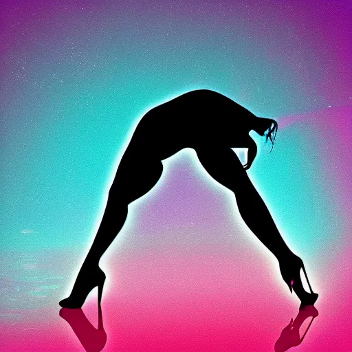 Prompt: trippy silhouette of dancing woman, details, instagram digital, artstation