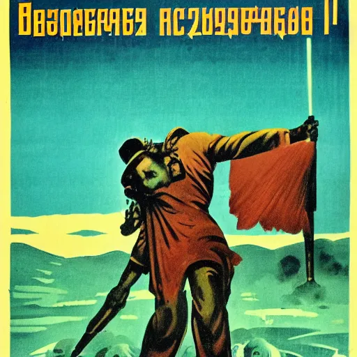 Prompt: a soviet propaganda poster warning about the dangers of necromancy