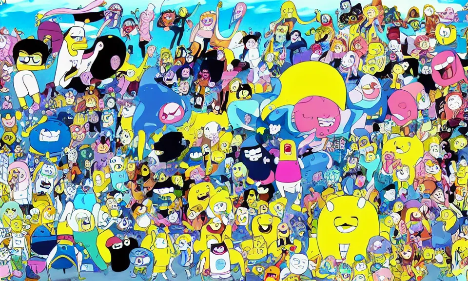 Image similar to Extremely detailed manga drawing of the cartoon Adventure Time