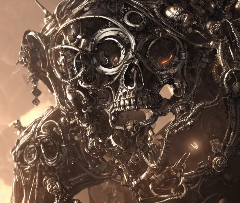 Image similar to steampunk cyborg skull, unreal engine, arstation trending, highly detailed, 8 k