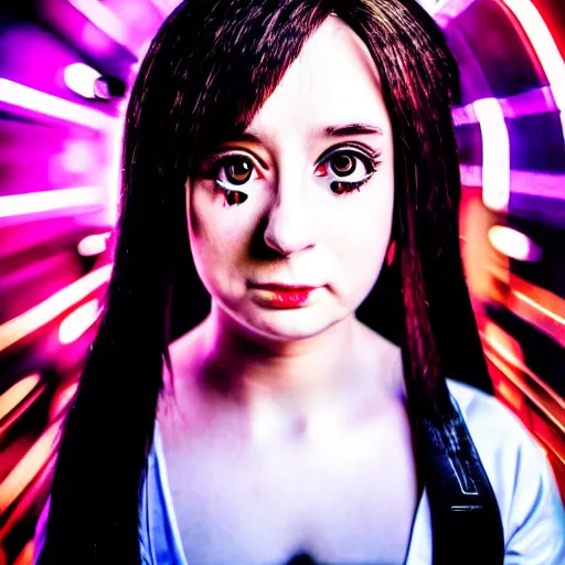 Image similar to kevin mitnick in a maids dress, radiant skin, huge anime eyes, rtx on, perfect face, directed gaze, canon, vfx, symmetric balance, polarizing filter, photolab, lightroom, 4 k, dolby vision, photography award