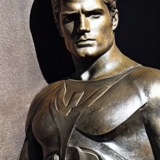 Prompt: Henry Cavill as a Bronze statue, professional photography