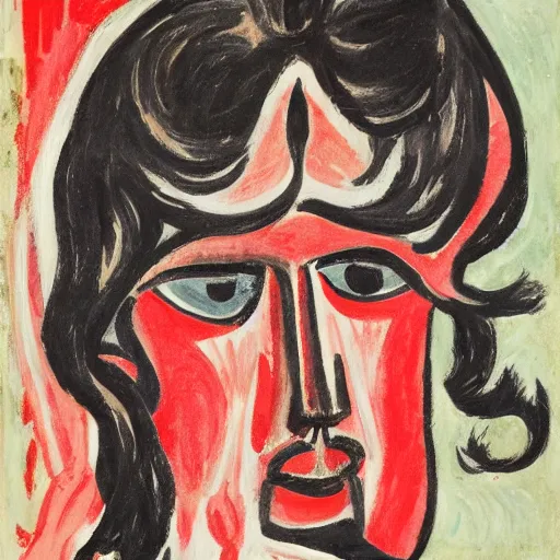 Prompt: Cecily Brown, Ernst Kirchner, portrait of a demon