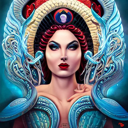 Image similar to underwater queen naga portrait, Pixar style, by Tristan Eaton Stanley Artgerm and Tom Bagshaw.