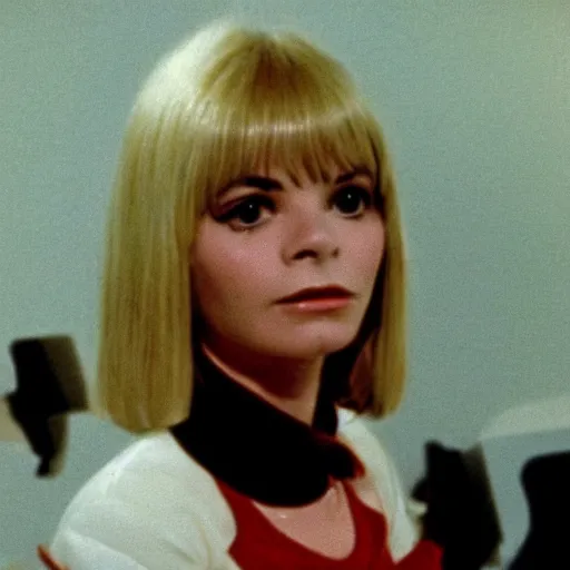 Prompt: still of France Gall in a 1960s movie directed by Jean-Luc Godard, high-definition remaster, Criterion Classic, 4K