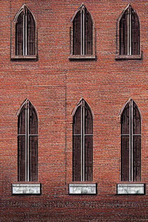 Prompt: detailed old brick wall with gothic windows Digital Matte Illustration by James Gurney