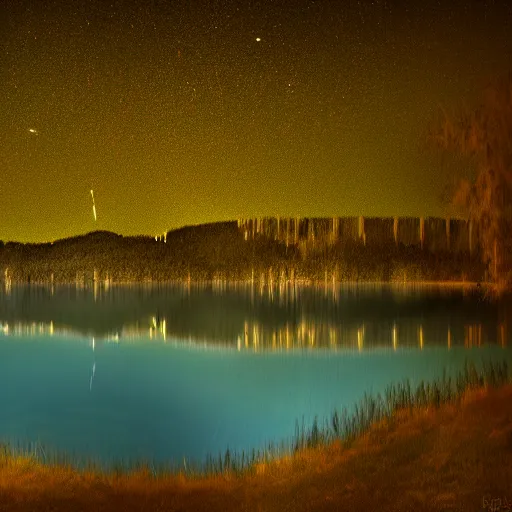 Image similar to ealy 2 0 0 0 s digital photo of a lake at midnight