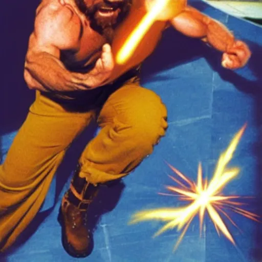 Prompt: chuck norris throwing a kamehameha