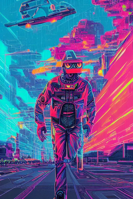 Image similar to a portrait of a Rayan Gosling with thunders in the sky in a future cybernetic city, outrun style and colours, trending on arstation, by dan mumford, by ross tran