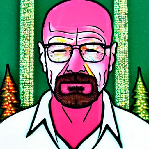 Prompt: walter white made out of christmas lights