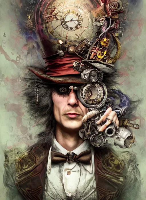 steampunk mad hatter girl drawing