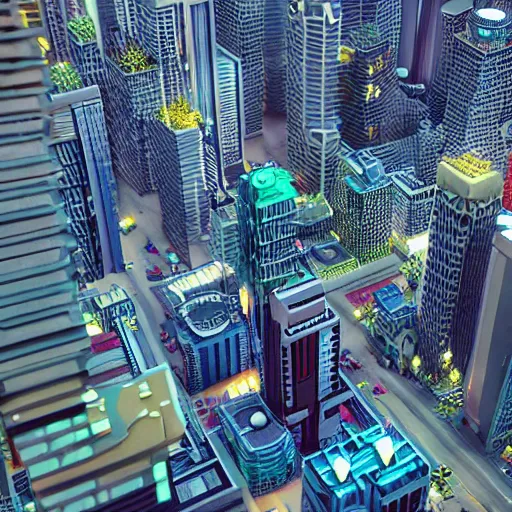 Image similar to voxel cityscape, cinematic lighting, hyper realistic, crazy detail, octane render, artstation, hyper realistic, super detail