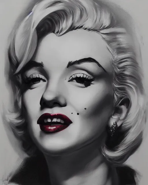 Image similar to charcoal portrait of Marilyn Monroe by Mandy Jurgens and Richard Schmid