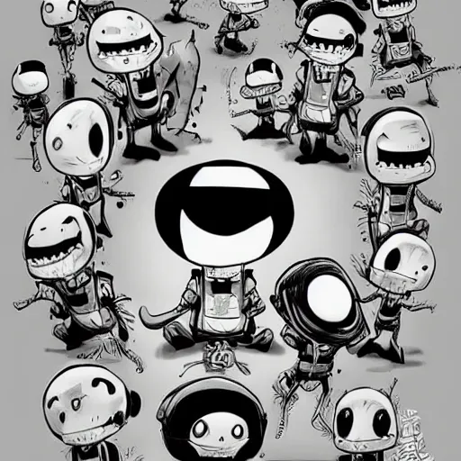 Image similar to Invader Zim, in Kim Jung Gi Style,