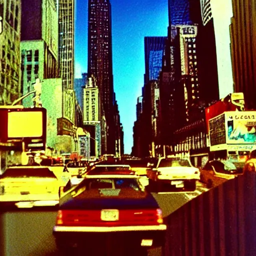 Image similar to Beautiful colored-photo cameraphone 1988 soft Photograph of New York city a tnight