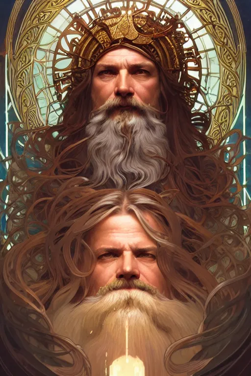 Prompt: highly detailed portrait of god zeus, alphonse mucha, stephen bliss, unreal engine, fantasy art by greg rutkowski, rhads, ferdinand knab, makoto shinkai and lois van baarle, ilya kuvshinov, rossdraws, tom bagshaw, global illumination, radiant light, detailed and intricate environment