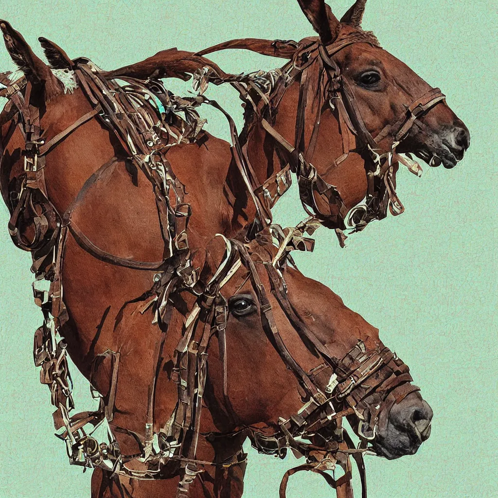 Image similar to a grinning mule, highly detailed digital art, 1990s